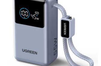 סוללת גיבוי UGREEN 55W עם כבל TYPE-C מובנה