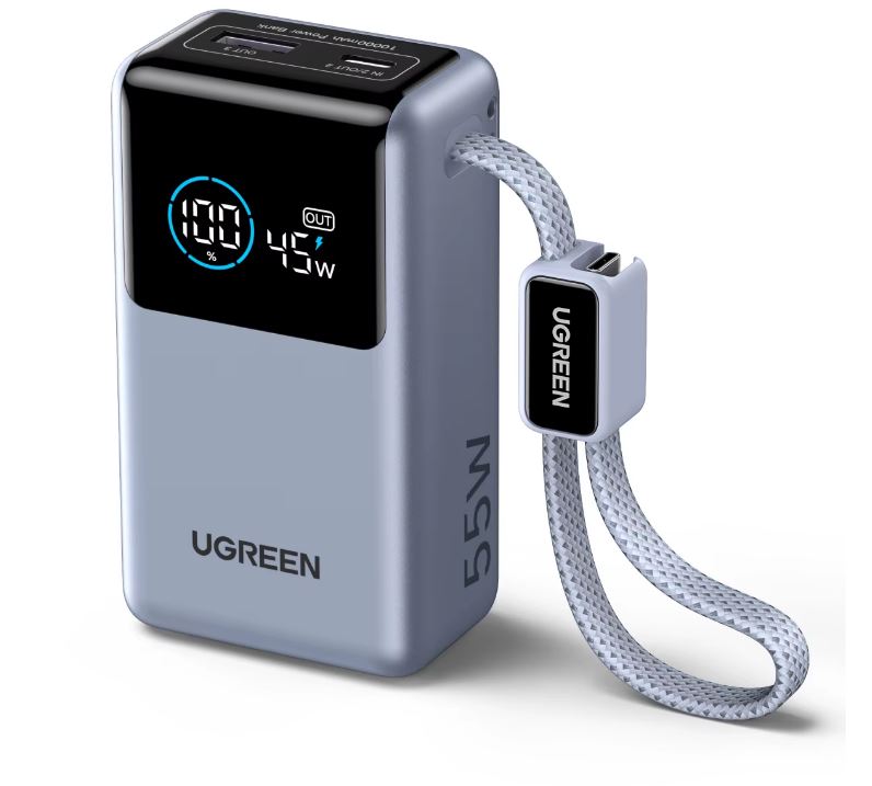 סוללת גיבוי UGREEN 55W עם כבל TYPE-C מובנה