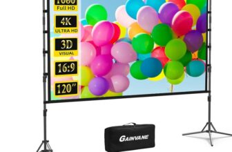 מסך 120″ למקרן כולל מעמד מבית GAINVANE