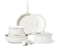 סט 11 חלקים סירים ומחבתות CAROTE עם ידית נשלפת, צבע לבן