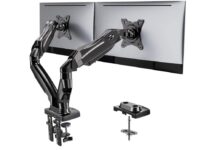 זרוע שולחנית פנאומטית כפולה למסכי מחשב