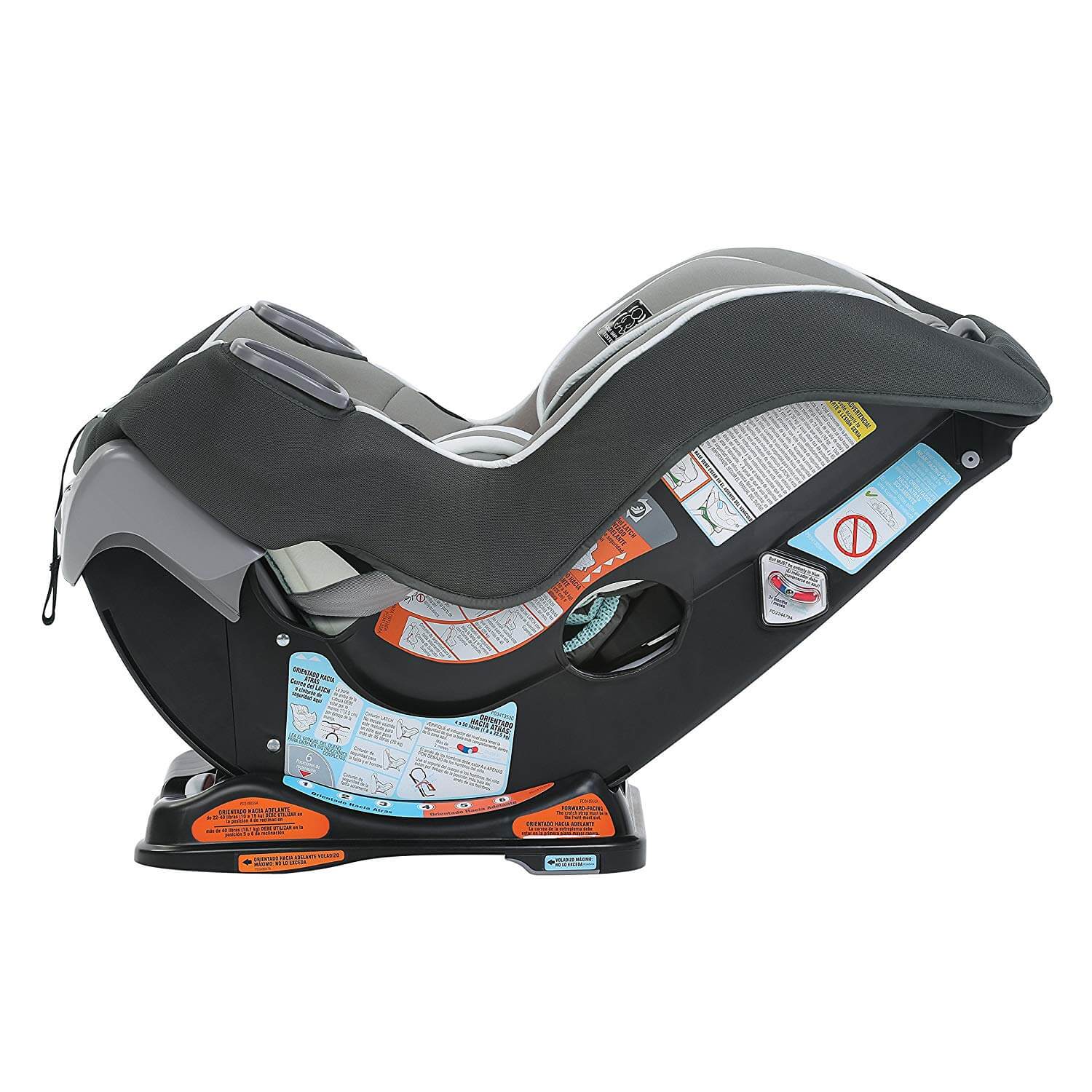 כסא בטיחות Graco Extend2Fit משולב המתאים לנסיעה עם ונגד כיוון הנסיעה.