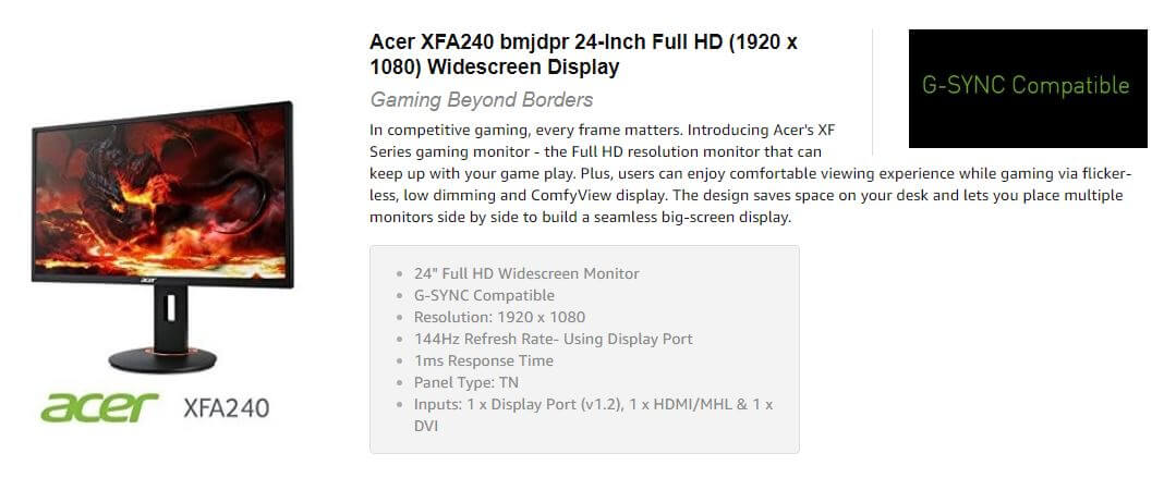 Acer XFA240 מסך מחשב ‏24 ‏אינץ אייסר