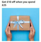 קופון £10 בקניה ב £25 או יותר באמזון בריטניה