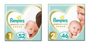 2 חבילות חיתולים Pampers Premium במידה 1 או 2 לבחירה