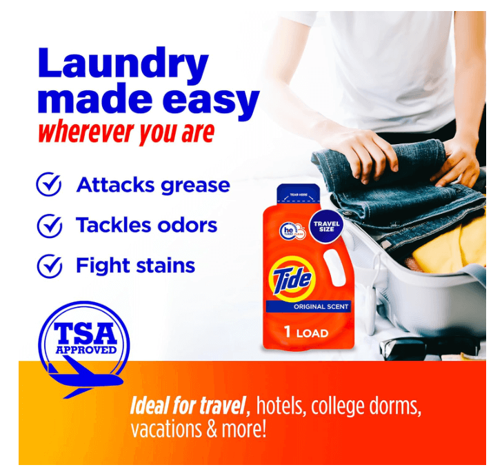 מוצרי כביסה Tide לטיולים וקמפינג