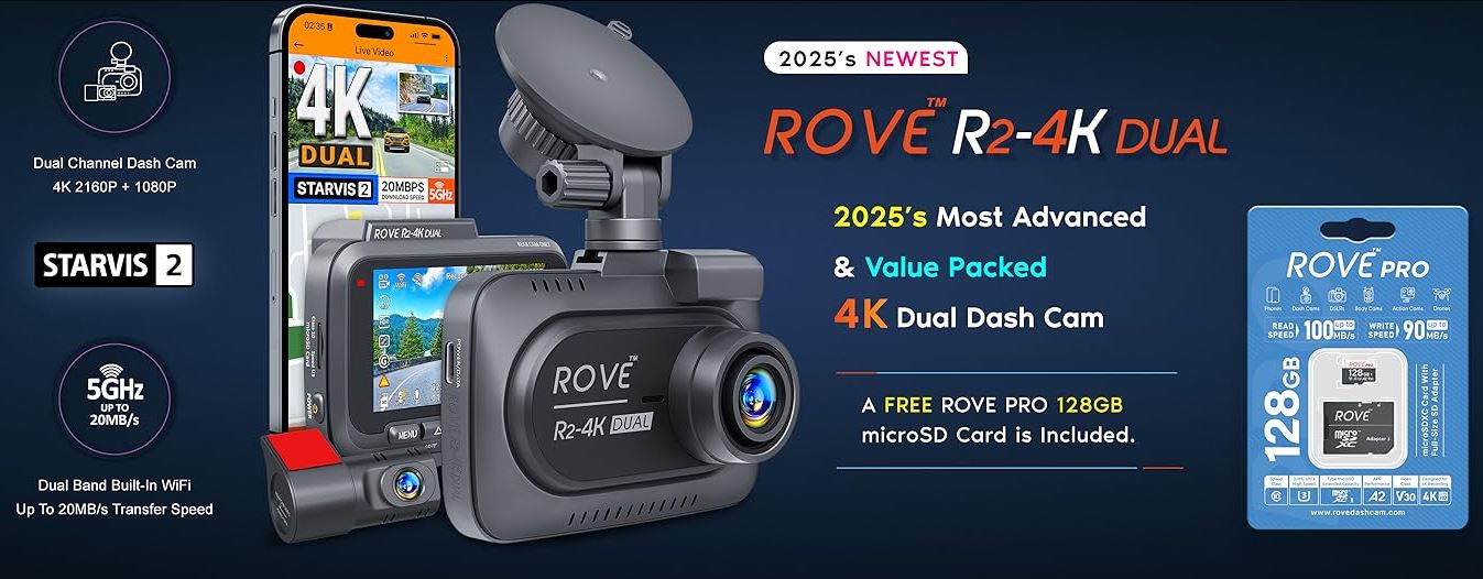 מצלמת רכב דואלית ROVE R2-4K