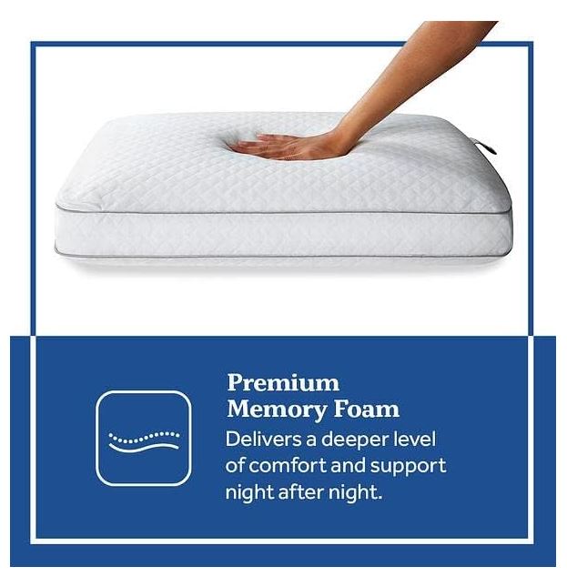 Sealy Essentials Set Di 2 Cuscini Standard In Memory Foam Con Fodera Ipoallergenica Lavabile