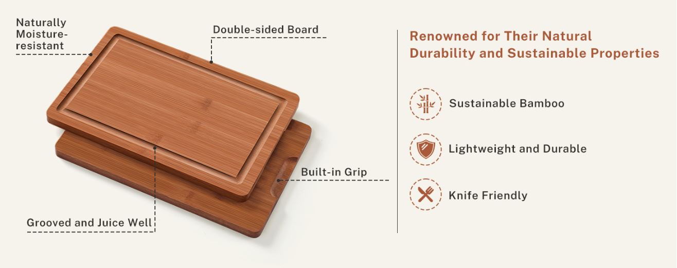 סט 3 קרשי חיתוך מבמבוק