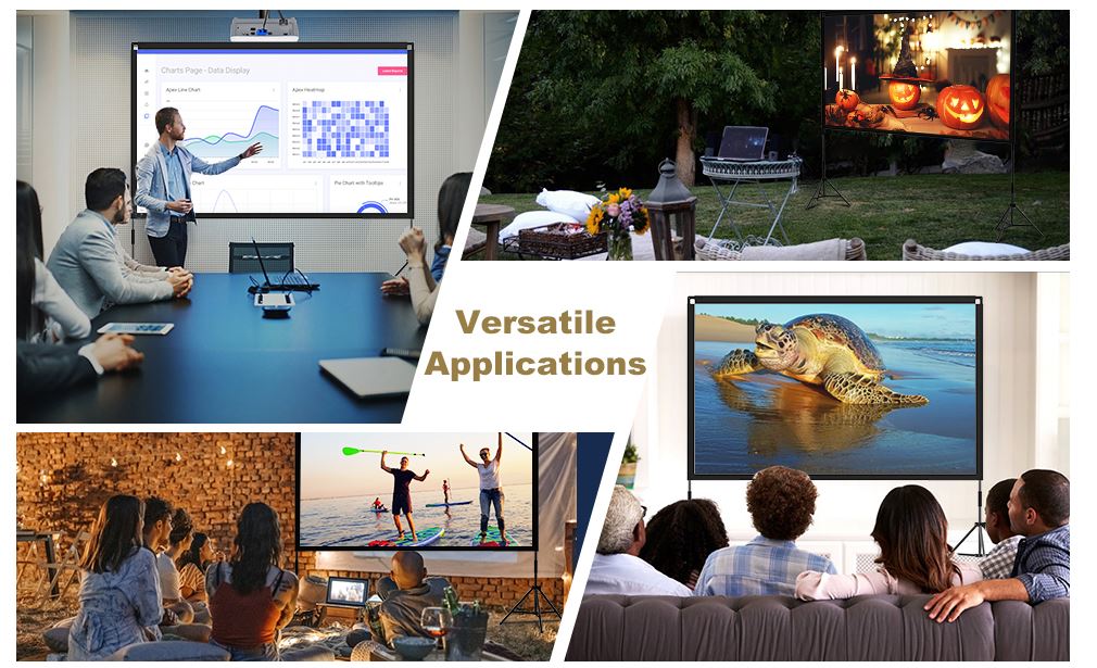 מסך 120" למקרן כולל מעמד